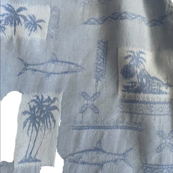 Columbia Polo SHIRT Mens XL Blue Tropical River Lodge Short Sleeve Button Down - Picture 8 of 8